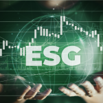 Fotomontagem com índices e sigla ESG