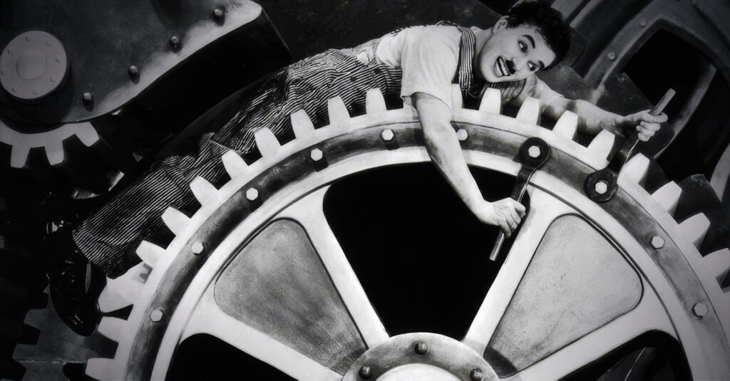 Tempos modernos, com Charles Chaplin: a vida é uma máquina